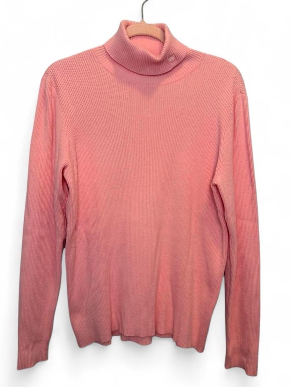 Lauren Ralph Lauren Pink Ribbed Turtleneck Sweater XL 100% Cotton Preppy